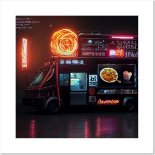 Cyberpunk Tokyo Ramen Food Truck Posters and Art